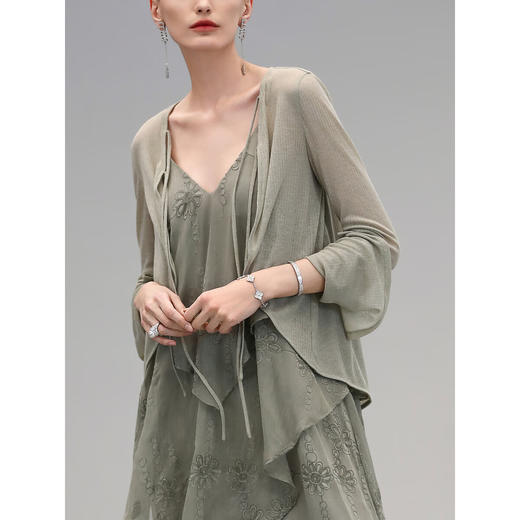 COCOBELLA微透视轻薄优雅遮阳衫女春夏长袖针织小开衫MZ173-2 商品图1