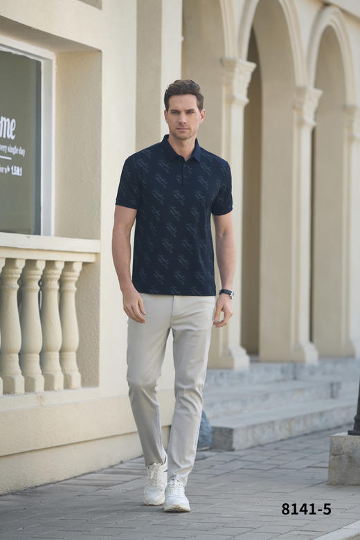 男装25春夏新品休闲翻领印花POLO短袖2219-8141 商品图4