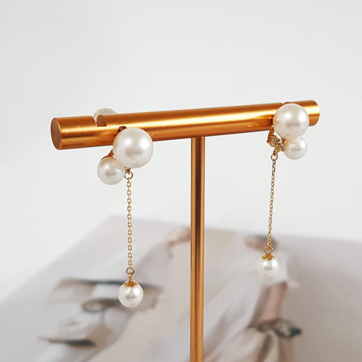 【天然正品】AU750黄金镶钻镶天然近完美约5.1-7.5MM Akoya海水珍珠流苏耳坠女士现售价：1380特价！110325NJM32 商品图5