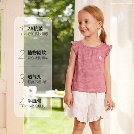 英氏儿童防蚊背心夏季透气休闲男童女童无袖上衣百搭基础款居家背心 商品图3