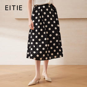 EITIE爱特爱优雅复古波点高腰显瘦a字过膝百搭半身裙2025夏季新款B2506606
