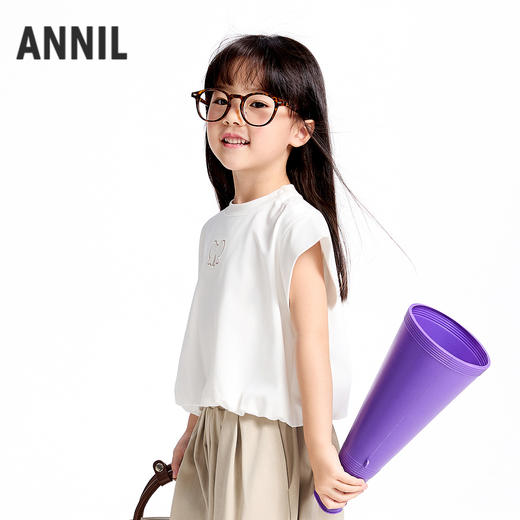 女童SORONA凉感圆领短袖针织衫夏季新款安奈儿童装实体店同款XG521688 商品图2