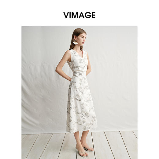 VIMAGE纬漫纪修身刺绣挖空露背无袖连衣裙夏新款V2307908 商品图1
