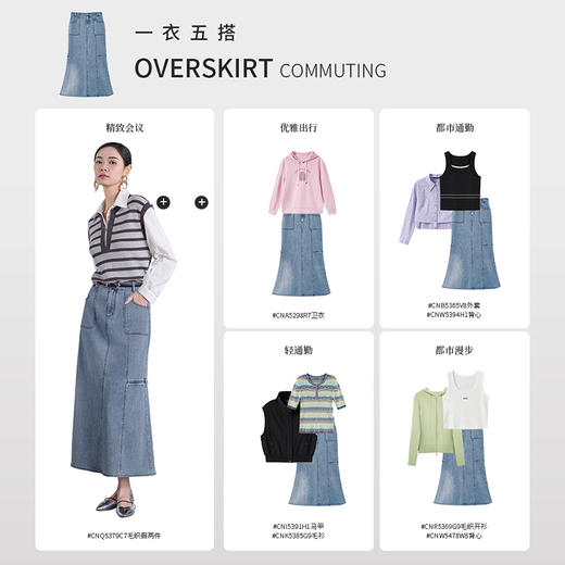 【商场同款】CNS5352 “ 人鱼半裙 ” 显高好穿 舒适牛仔半裙 商品图5