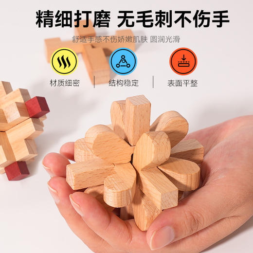 【进阶版孔明锁9件套】欧洲进口榉木孔明锁 感受森林温度 鲁班锁榫卯积木益智玩具礼物 商品图2