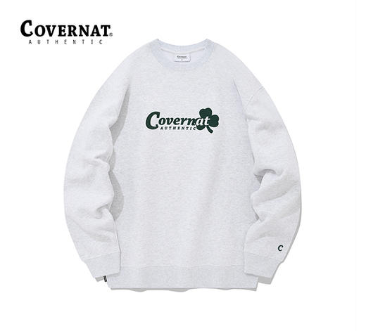 【韩国潮牌】Covernat套头卫衣男女卫衣三叶草加绒圆领套头衫上衣CO2203CR16 商品图0