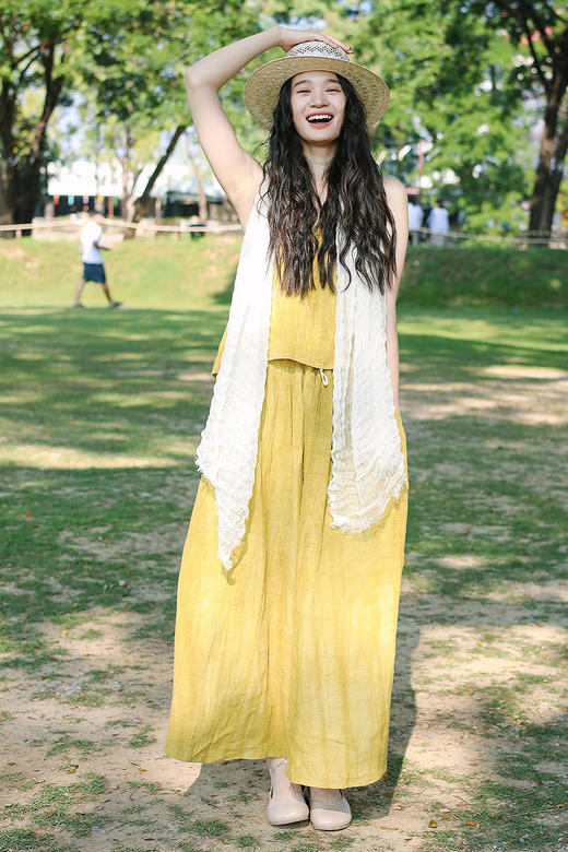 绽放301-302朵/100%亚麻U形领口吊带可调节棉绳半身裙百搭套装 商品图5