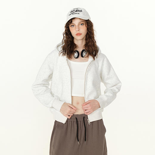 丁摩 【高品质】春秋季美式短款连帽卫衣女士开衫双头拉链设计上衣复古潮牌外套5ZF-006 商品图2