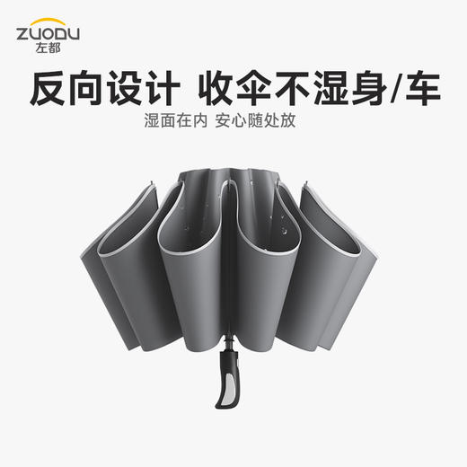 【航空铝合金材质 可抗10级风】左都自动反向伞不湿身/车 大伞面 商品图2