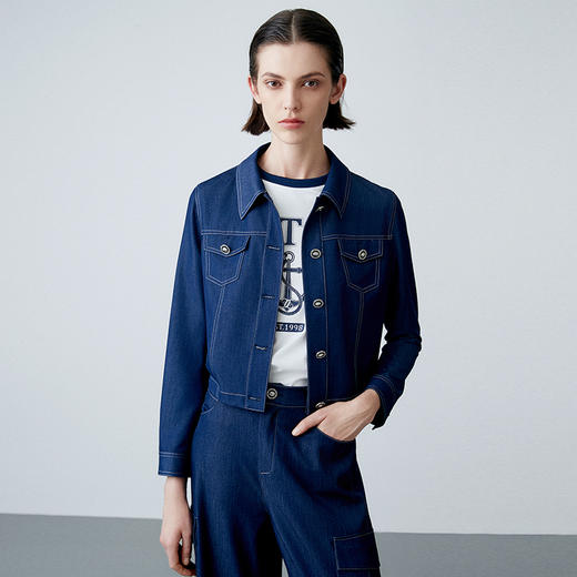 EITIE爱特爱夏新款气质复古通勤显瘦百搭宽松直筒牛仔外套7803502 商品图3