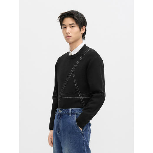 GXG男装  秋冬热卖GXG男士简约基础含羊毛保暖毛衣男毛衫内搭线衫 商品图3