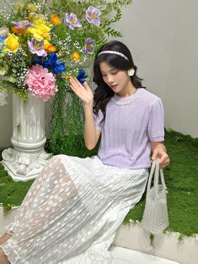 G5BQ30102#提花压褶半裙