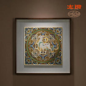 太铜 铜雕画《九色神鹿 景泰蓝画》客厅玄关沙发背景墙装饰画
