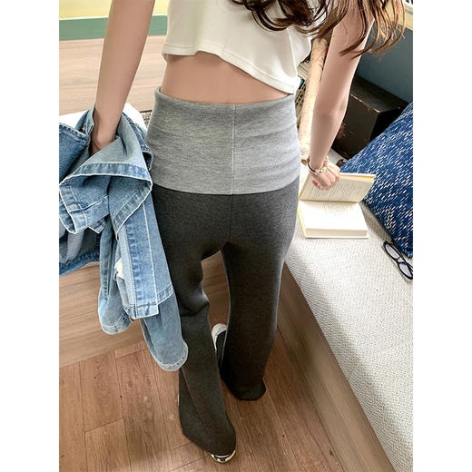 <曾小咸推荐>4.2现货秒杀 ！微信超特价！3色韩系撞色腰头翻边微喇裤 日常159.99 立减90 秒杀69.99！！ 商品图3