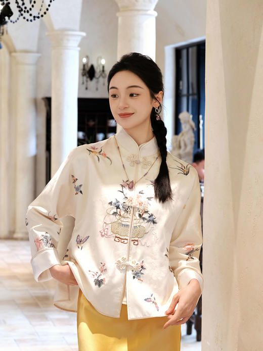 盛唐牡丹| 富贵花篮手推绣真丝外套 商品图3
