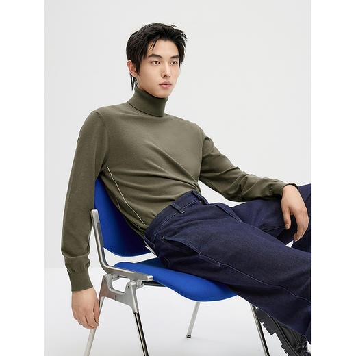 GXG男装 2024秋冬热卖GXG男士含羊毛轻柔贴肤高领毛衣打底针织衫男 商品图2