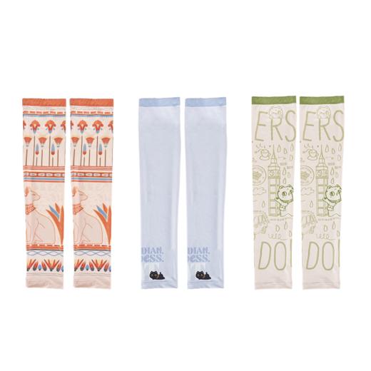 大英博物馆 巴斯特系列萌猫遮阳防护袖套 蓝色 绿色 埃及莲花纹遮阳防护袖套 商品图8