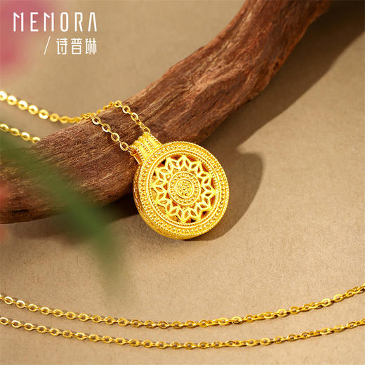 【热卖臻品】芳华-美人如花 太阳花黄金项链足金镶嵌钻石套链女士礼物MEMORA诗普琳LN015301 商品图4