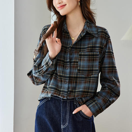 蓝色格子衬衫 商品图2