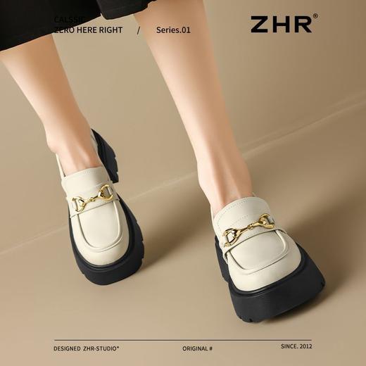 ZHR则则【厚底增高5.5CM】乐福鞋女英伦风单鞋女百搭黑色小皮鞋女 商品图9