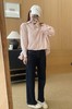 春新品超新颖工装风抽褶减龄前短后长衬衫 商品缩略图10
