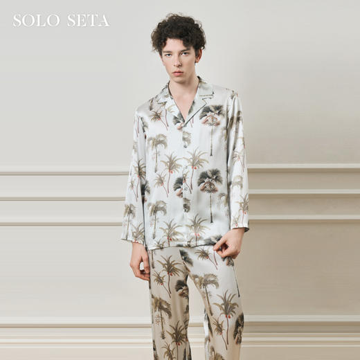 Solo seta22姆米重磅真丝男士套装桑蚕丝印花家居服丝绸2025年秋 商品图0