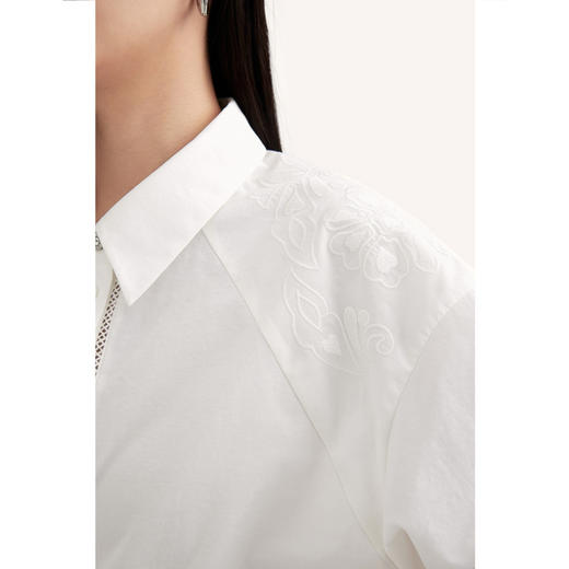 【商场同款】诗凡黎白色衬衫2024夏新款别致衬衣女3F4120341 商品图3