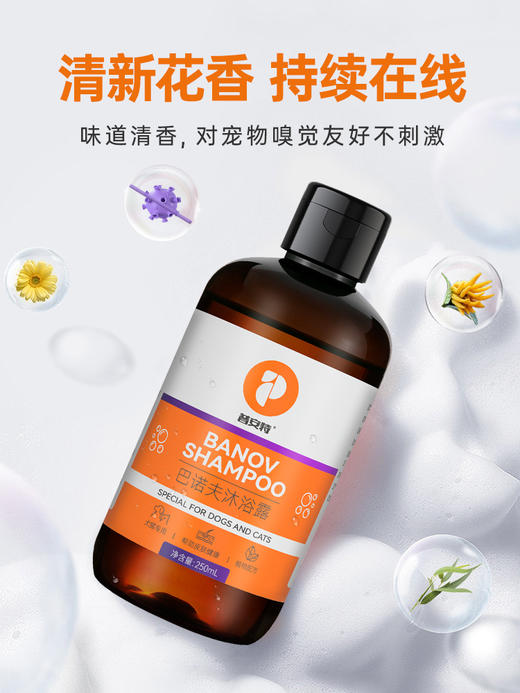 【买1送1】普安特狗狗沐浴露猫咪洗澡专用沐浴液白毛除臭持久留香宠物巴诺夫250ml（产品升级，成分有所不同） 商品图3