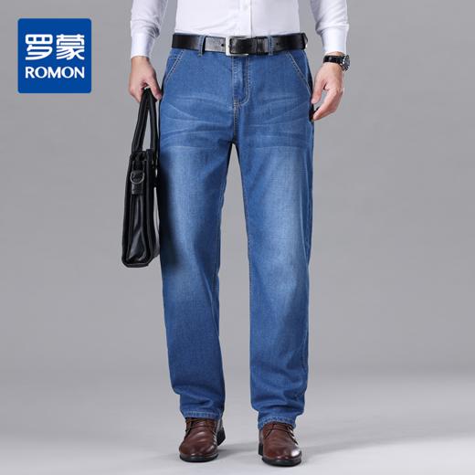 罗蒙男士春夏薄款牛仔裤男宽松直筒弹力商务休闲长裤子 商品图0
