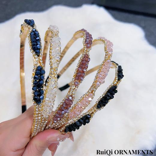 【❗晶链条发箍】气质简约欧美风，不夹头不易掉，珍珠水钻编织头箍优雅气质压发头箍发饰女QQ 商品图2