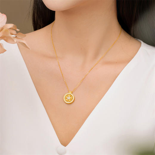 【热卖臻品】芳华-美人如花项链 莲花足金黄金钻石套链MEMORA诗普琳LN015601、LN014501 商品图3