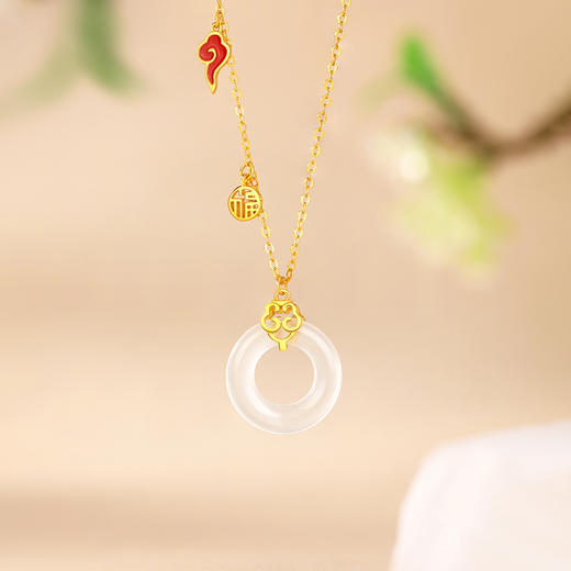 周六福S925银锦绣未央玉髓平安扣套链ZLFJ062506★ 商品图4