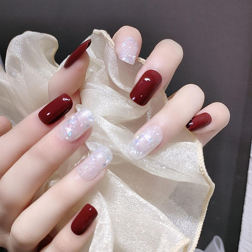 【少女冰透的美甲】穿戴甲QC合集日常辣妹少女冰透显手白美甲成品简约带钻假指甲贴片。ry 商品图5