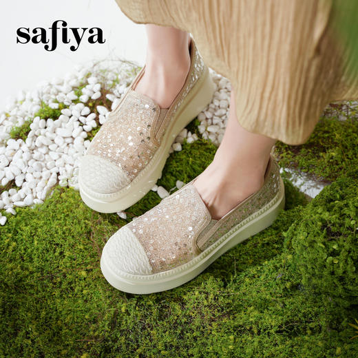 Safiya/索菲娅2025春夏百搭懒人编织透气亮片蕾丝渔夫鞋 SFD1112257 商品图6