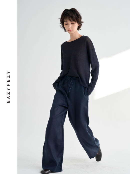 2025SS 有机亚麻宽松长袖针织衫 商品图1