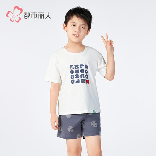 都市丽人亲情蜜语童装正价棉质短袖套装薄32支纯棉单面短袖类JHH9A4 商品图1