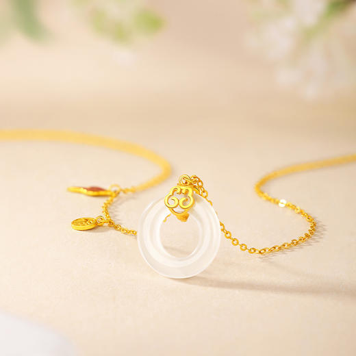 周六福S925银锦绣未央玉髓平安扣套链ZLFJ062506★ 商品图3