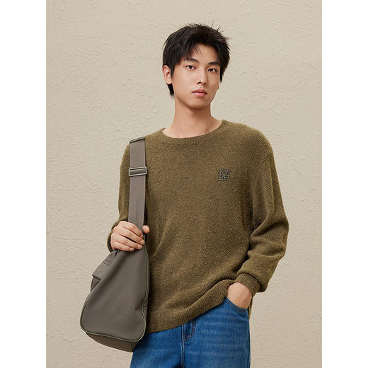 GXG男装 2024秋冬热卖GXG男士简约基础含羊毛保暖毛衣男毛衫内搭线衫 商品图4