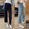 翻页牛仔裤！2025软膜四面弹酵洗九分宽边直筒裤女小个子牛仔裤！ 商品缩略图0