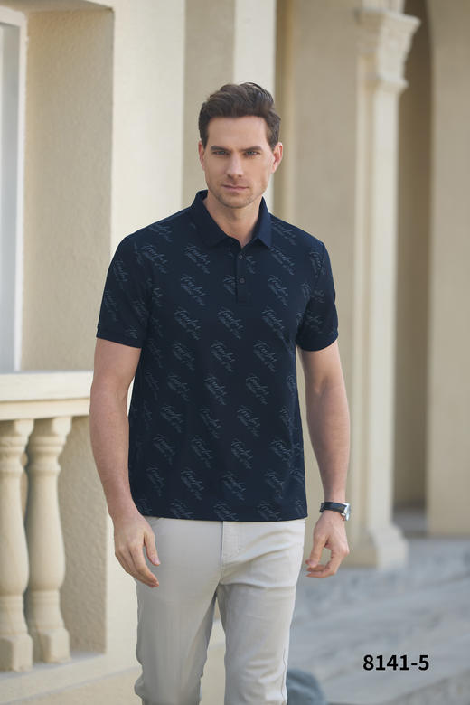 男装25春夏新品休闲翻领印花POLO短袖2219-8141 商品图3