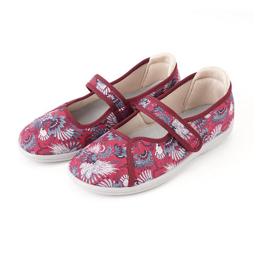 巴玛适春夏季软底妈妈款鞋子透气加肥宽松老人鞋防滑轻便脚宽脚肿Q1花 商品图8