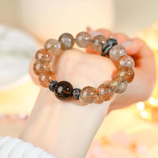 【钱途无量❗黑金超茶晶手链】天然水晶2025本命年生肖马，佩戴上自带霸气光环，中式大气黑金超手链新男款手串饰品聚财QQ 商品图1