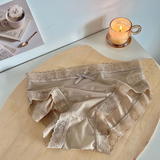 【3条装❗超薄奶油色系内裤】裸感轻盈自在呼吸，裆部采用100%的纯棉面料裤，夏季无痕女生中腰薄款蕾丝边三角裤QQ 商品图10