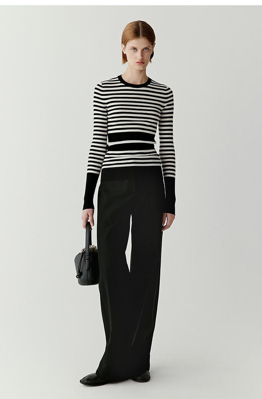 318-4 独家圆正 小禾 棉粗斜纹布 黑色小直筒 阔腿裤 167/135穿38 商品图3