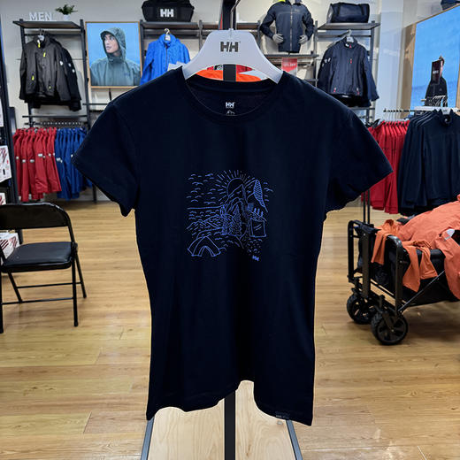 HE**Y HANSEN/海*汉*森 F2F 女士有机棉纯色印花圆领短袖T恤 商品图0