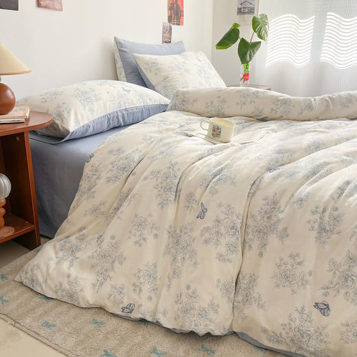 【加倍生活 】全棉双层纱印花四件套 A类标准 A版双层纱 B版水洗工艺 双面柔软  48小时发货 商品图1