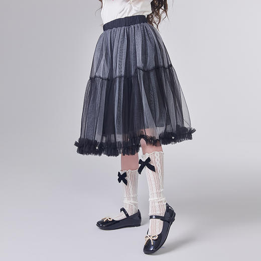 笛莎Deesha 童装女童半身裙2025夏新款女童分割式网纱半裙 商品图1