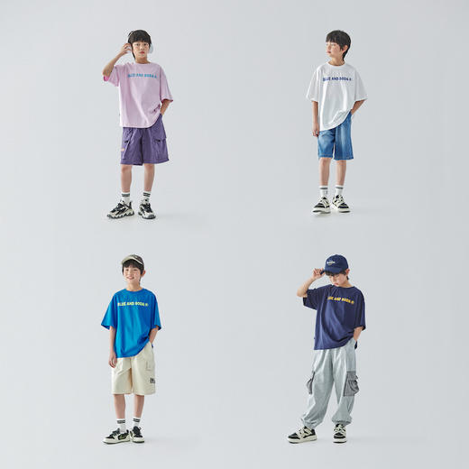 蓝汽水 2025春夏第二波新品简约撞色LOGO印花短袖806B256033JX 商品图4