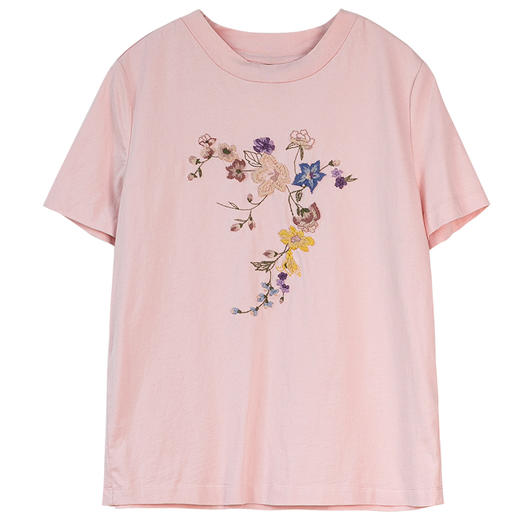 牧衣游原创 机绣纯棉T恤女夏新品舒适亲肤百搭简约圆领短袖 北初 商品图4