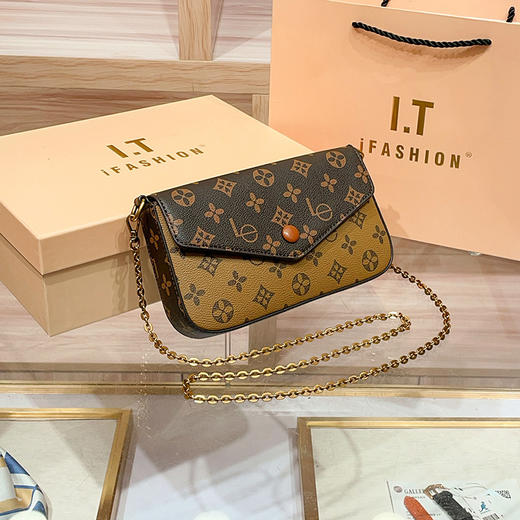 丁摩 信封包复古老花百搭高级感链条迷你斜挎小包女小方包5ZF-3172 商品图5